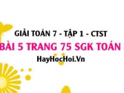 Giải bài 5 trang 75 Toán 7 Tập 1 SGK Chân trời sáng tạo